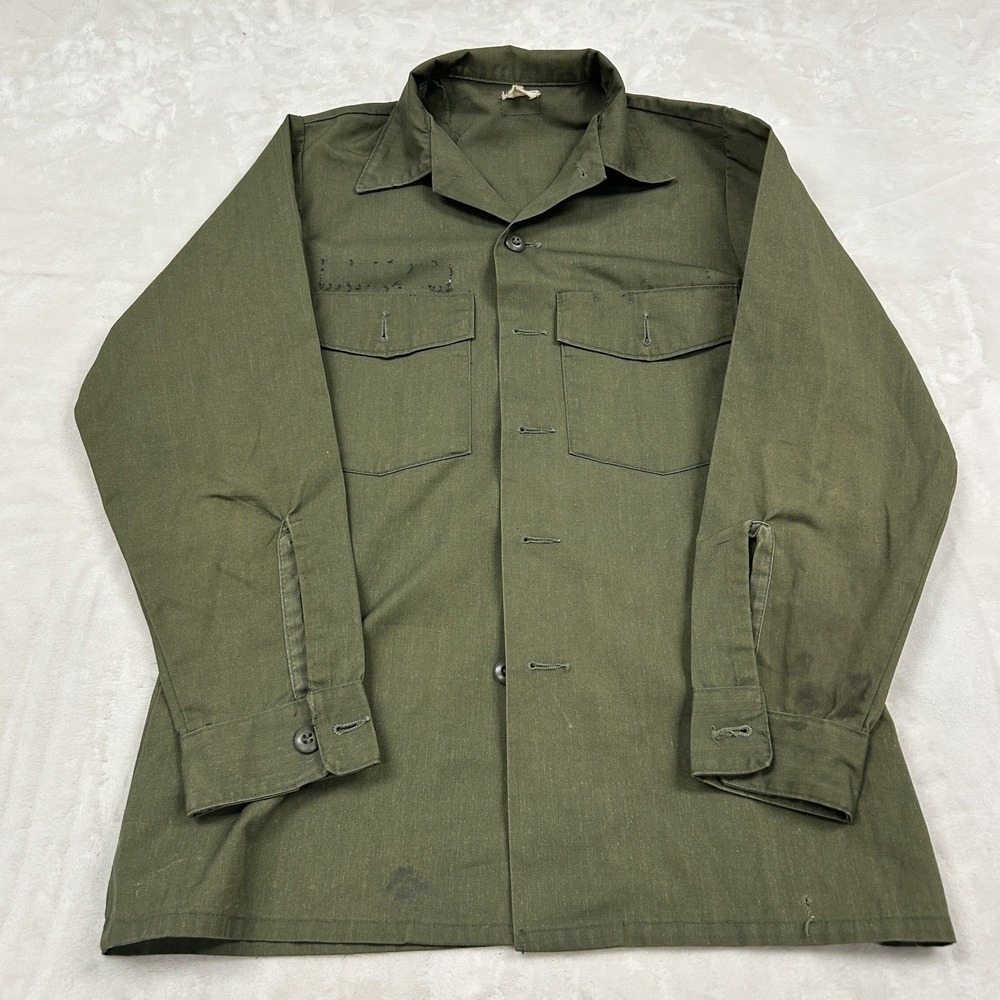 US Military Utility Shirt Mens S Green OG-507 Durable Press Long Sleeve